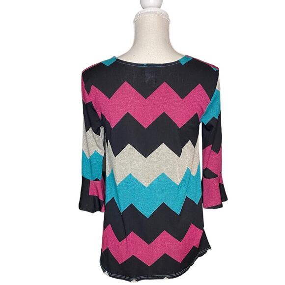Camille & Co. Chevron Tunic with Bell Sleeves Size S - Picture 3 of 5